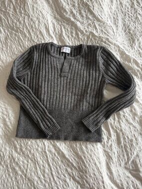 COMPAÑIA FANTASTICA Gray Ribbed Knit Sweater